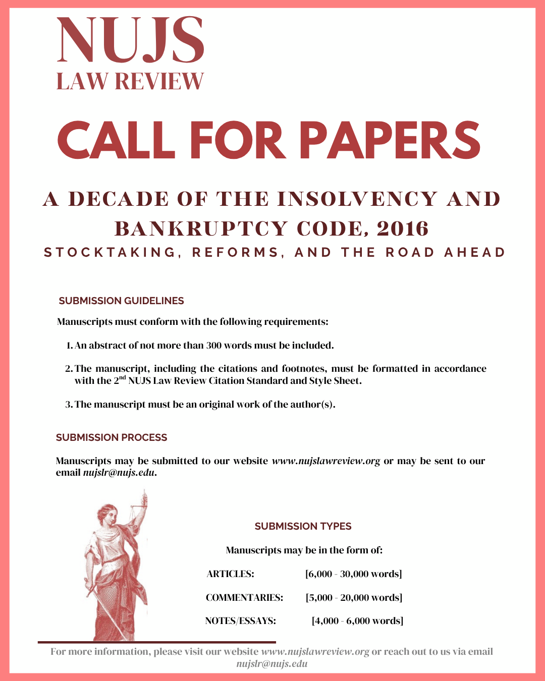 Call for Papers | Special Issue on A Decade of the Insolvency and Bankruptcy Code, 2016 | Stocktaking, Reforms, and the Road Ahead